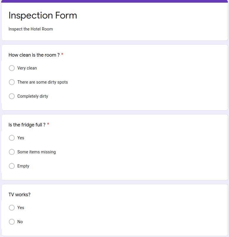 Checklist with complex choice